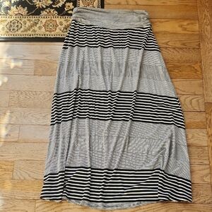 Merona Black and White Striped Maxi Skirt
